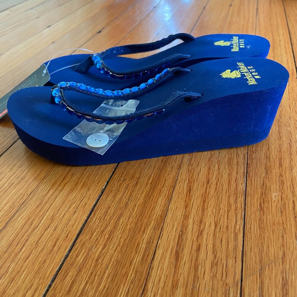 Royal Blue Flip Flop Wedge New With Tage size 6